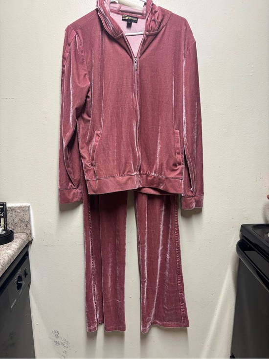 Serena Williams Pants - Serena Williams signature velour track set rose pink trim women's m hooded